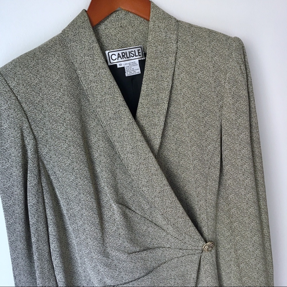 Carlisle Herringbone 3PC Suit Skirt Pants Blazer